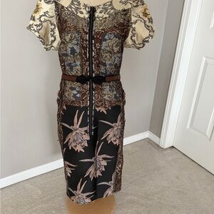 Byron Lars Midi Dress in Black and Brown